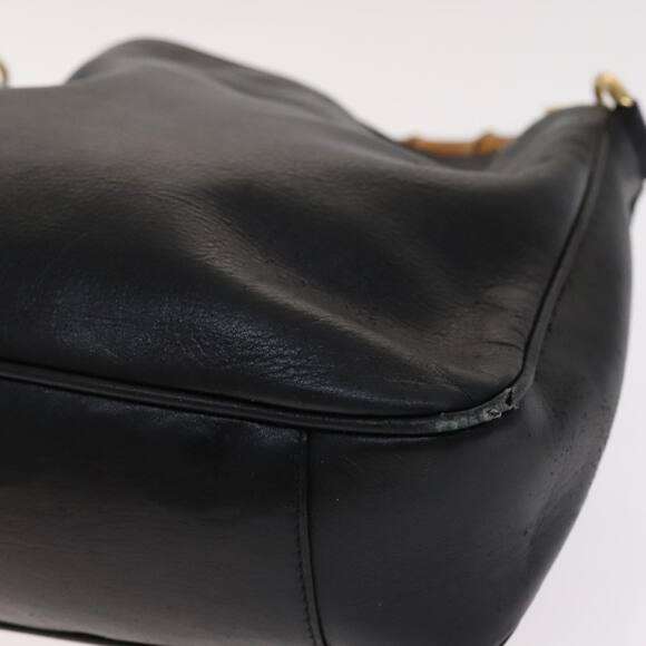 GUCCI Bamboo Hand Bag Leather Black Gold 001 1705 001 1705 - Picture 10 of 16